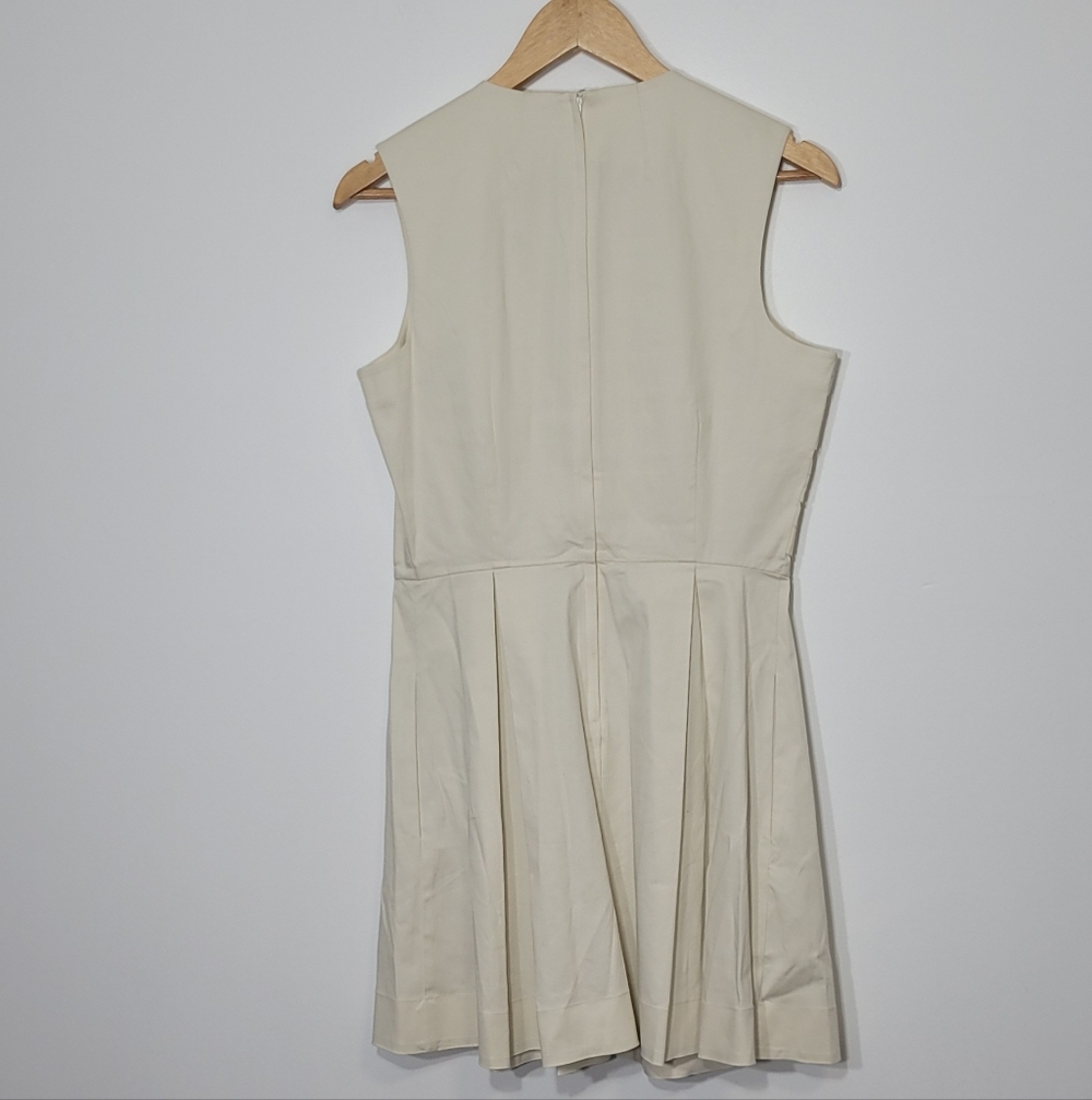 & Others Stories Ivory Cotton Pleated Bottom Pockets Business Zipper Back Sz 40 - Picture 9 of 13